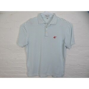 Caves Valley Golf Club Peter Millar Shirt Men Medium Blue Stripe Summer Comfort